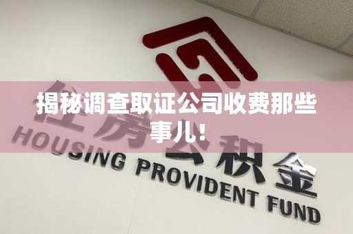 平和揭秘调查取证公司收费那些事儿！