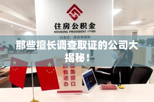 平和那些擅长调查取证的公司大揭秘！