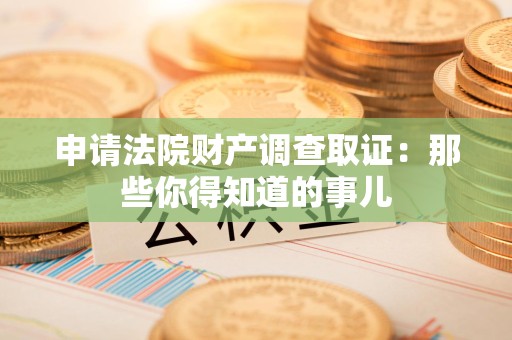 平和申请法院财产调查取证：那些你得知道的事儿
