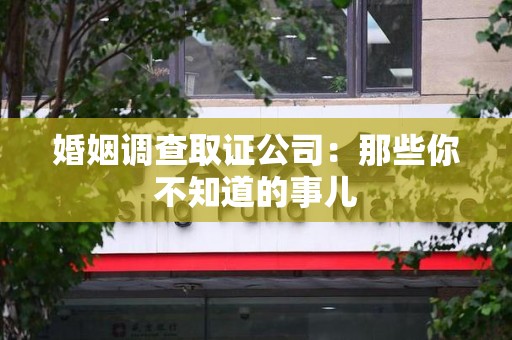 平和婚姻调查取证公司：那些你不知道的事儿