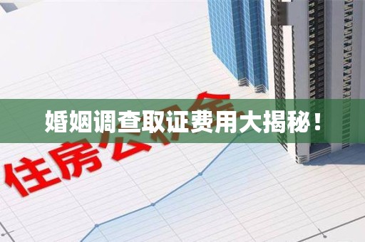 平和婚姻调查取证费用大揭秘！