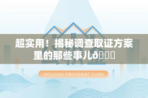 平和超实用！揭秘调查取证方案里的那些事儿😎