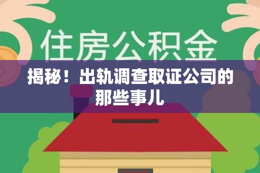 平和揭秘！出轨调查取证公司的那些事儿