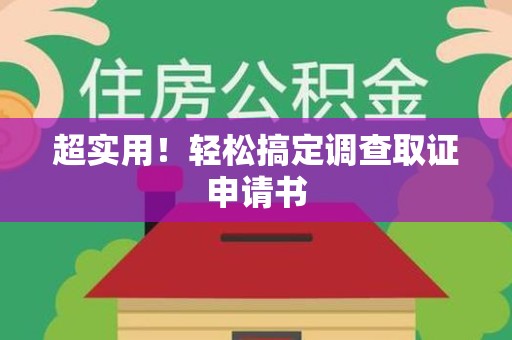 平和超实用！轻松搞定调查取证申请书