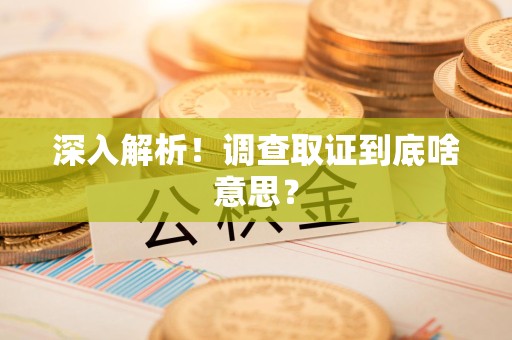 平和深入解析！调查取证到底啥意思？