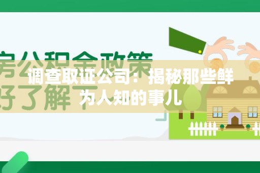 平和调查取证公司：揭秘那些鲜为人知的事儿