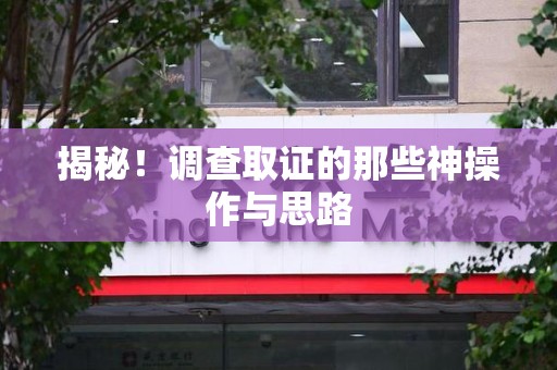 平和揭秘！调查取证的那些神操作与思路