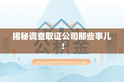 平和揭秘调查取证公司那些事儿！