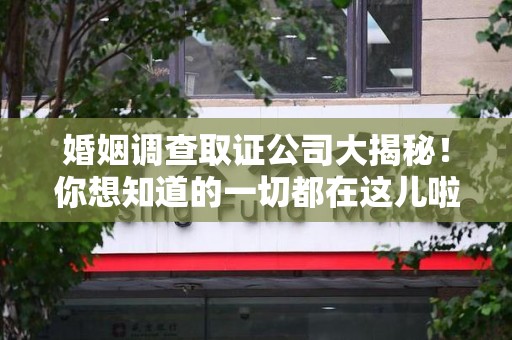 平和婚姻调查取证公司大揭秘！你想知道的一切都在这儿啦😉