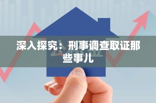 平和深入探究：刑事调查取证那些事儿