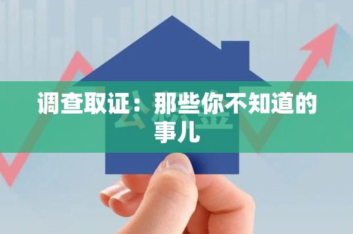 平和调查取证：那些你不知道的事儿