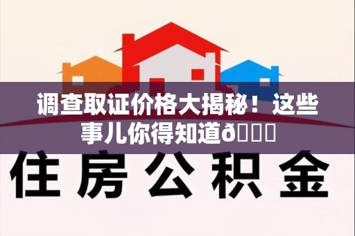 平和调查取证价格大揭秘！这些事儿你得知道😎