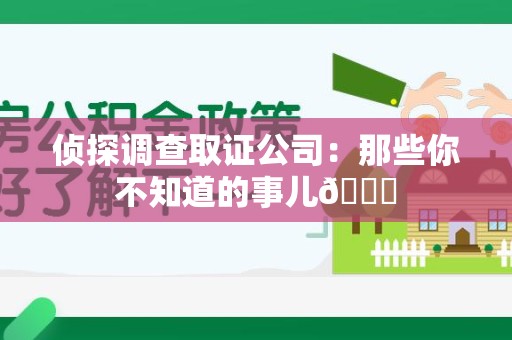 平和侦探调查取证公司：那些你不知道的事儿😎
