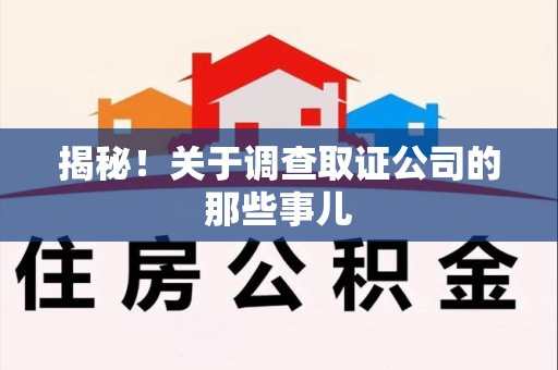 平和揭秘！关于调查取证公司的那些事儿